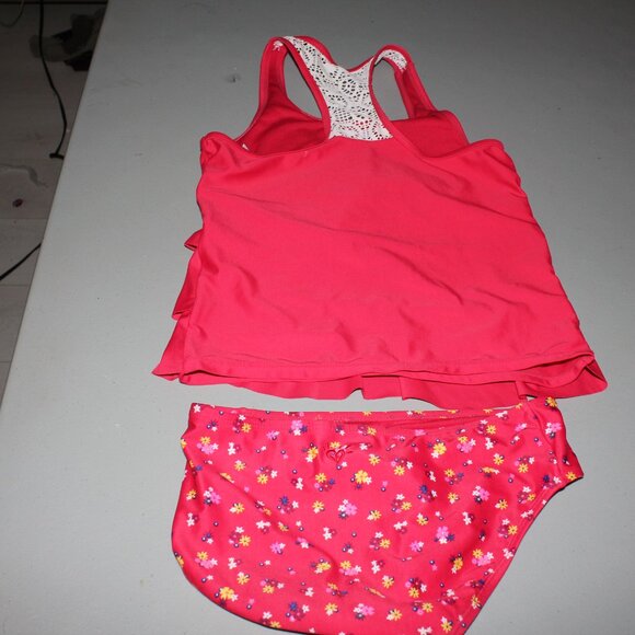 Red 2 Pcs Justice Tankini Swimsuit Size 14 - Picture 6 of 11